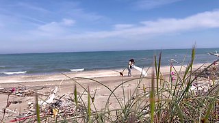 POV Stranger was peeping on girl and she let him fuck her on the beach