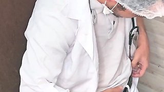 Doctor and Nurse Can't Resist and Have Sex in the Hospital Bathroom During Their Shift