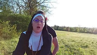 Nun Takes Huge Cock Creampie Before Church - Public Sex