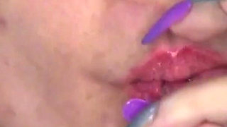 Deep Throat to a Super Long Strip of Blue Lights