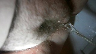 My hairy pussy pissing all over toilet and bathroom