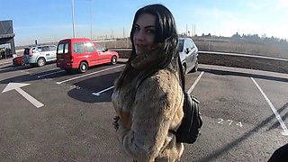 Cheating Wife Goes Fur-coat Shopping with Her Husbands Friend. She Will Suck His Cock Out-door 221