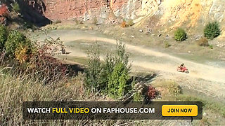 Innocent sweet teen slammed by an old hunter in the countryside