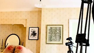 Amateur Blonde Chick Strips To Thong