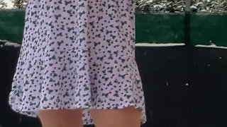 Girl Masturbates and Pees in the Garden