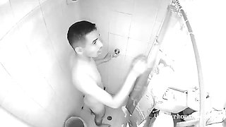 Couple fucking in a tight shower room