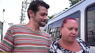 BBW Mature First Threesome in a Van