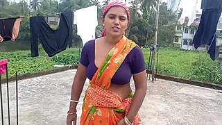 Busty girl comes out of the bathroom naked after a prank by her stepbrother