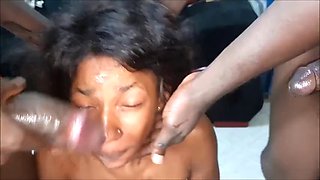 Young ebony fucked by 2 black guys