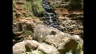 Hot Big Tits Blondie and Redhair Play with Their Pussies at the Waterfall