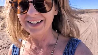 Mature MILF Squirts in Desert - Outdoor Blowjob & Doggy Style Fuck