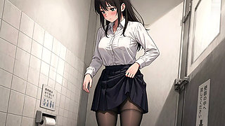 Office girl peeing