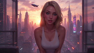 2099 Olivia in the Future Suggestive Teasing showing her Ample Cleavage Part 1