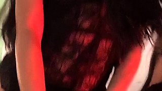 Busty babe playing with her big boobs