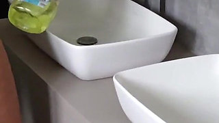 Junior Is Sitting at the Toilet and I Am Cleaning the Bathroom Naked in Front of Him