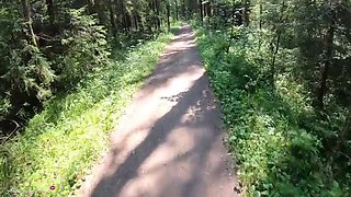 Blonde Teen Alisa Lovely Sucks Cock and Swallows Cum on a Forest Bike Ride POV