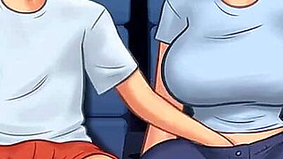 Summertime saga: stepbrother fingers his stepsister in the cinema