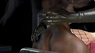 3D Sexy Officer Teasing the Big Dick to Fuck Her Wet Pussy