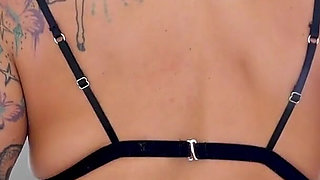 Tattooed Janey Doe deepthroat POV cum swallow blowjob