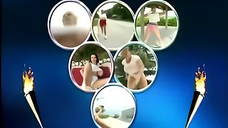 Mega Boobs Shine in a Vintage Oiled Public Spectacle