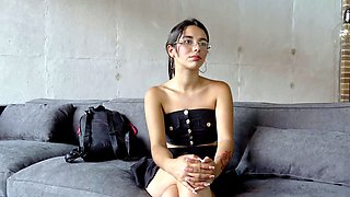 Nerdy latina teen gets freaky at casting