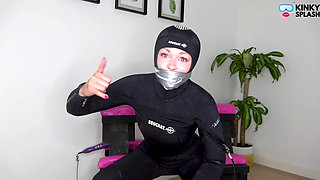 Tapegagged and Vibing in a Sweaty 8mm Wetsuit