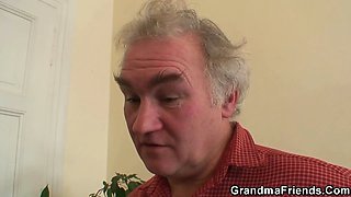 60 years old woman getting double banged