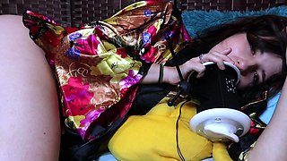 Cute amateur teen girl riding big toy cock on webcam