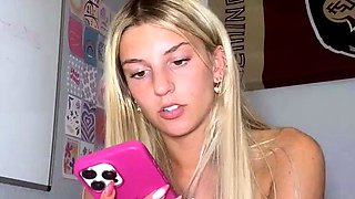 blonde teen pregnant girl has her pussy masturbated