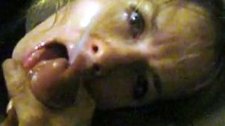 European blonde facialized after blowjob in this pov video
