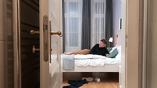 Cute wife with long hair and small boobs fucked in a bathroom