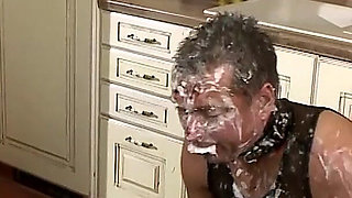 Submissive Slave Covered in Messy Delight
