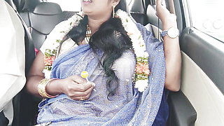 Car sex, telugu dirty talks, silk aunty with hyd driver crezy romantic journey