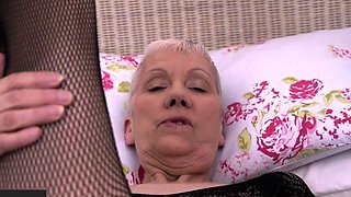 Horny British Granny Fleur Rubbing Her Mature Pussy On Bed