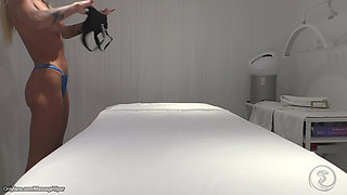 Real Massage Therapist Gets Sucked and Fucked by Fit Blonde Client
