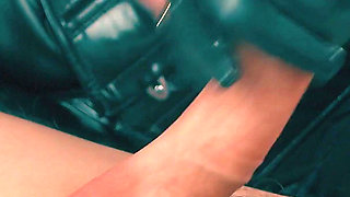 Hateful Cold Femdom Handjob in Leather Gloves - CFNM Disdainful Cock Control
