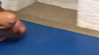 Hot Blonde Slut Tickling Her Busty Friend at the Gym
