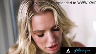 Girlsway - huge boobed milf Rachael Cavalli is facefucked by nanny while her spouse is busy working