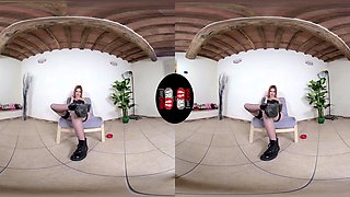 Luscious Miss Venere Shows You Her Fifteen-Inch Strap-On Dildo - Hot Redhead Domme In Latex Foot Fetish Vr