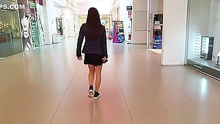 After school teen 18+ couple have fun at shopping mall
