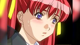 Blue-haired babe sucks cock with passion while moaning