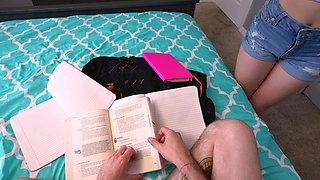 Naughty stepsister rides her stepbro