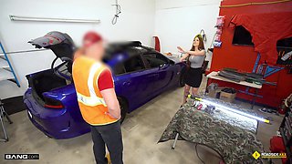 Job Done - Big tits brunette in POV reality hardcore at car shop