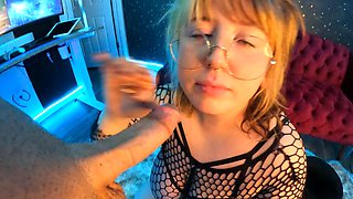 Amateur Blonde Blowjob handjob Huge Facial