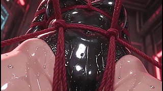 Bondage Anime Girl 2 Latex rope gagball