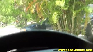 Thin hitchhiker with glasses sucks dick