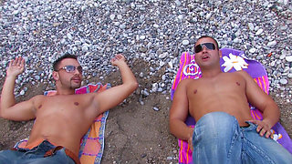 Gorgeous brunette gets her asshole stretched by 2 exotic cocks