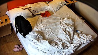 Cute amateur asian web cam girl playing with her toy