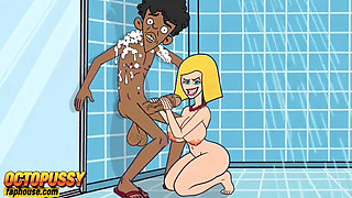 Sex-hungry Stepmom Joins Her Stepson in the Shower. Cartoon