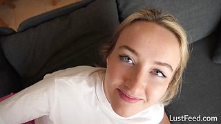 Innocent young teen Ann Joy's first homemade sex video - experimenting with a sex toy, fucking hard, and receiving a messy creampie